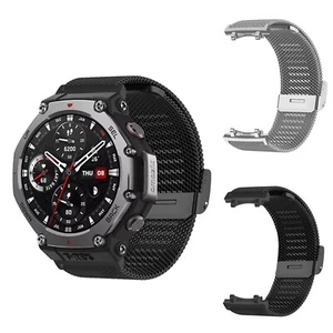 Metalowa siatka Pasek do zegarka ze złączem Pasek ze stali nierdzewnej do Amazfit T-Rex3 - Zdjęcie 1 z 14