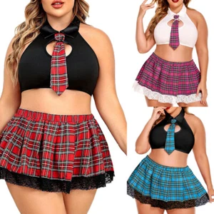 Plus Size Sexy Lingerie School Girl Student Cosplay Fancy Dress Costume Uniform - Picture 1 of 35