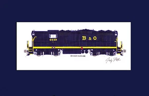 Baltimore & Ohio GP9 #6469 11""x17"" estampado enmarañado firmado por Andy Fletcher - Imagen 1 de 1