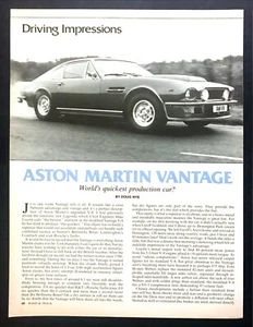 1977 Aston Martin Vantage Coupe Road Test Technical Data Review Article - Picture 1 of 1