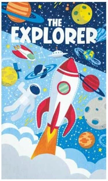 Toalla de playa 100 % algodón Space Rocket Explorer 30"x60" hecha en Brasil Foto 1 de 1