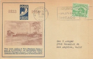 728 1c CENTURY OF PROGRESS - 1st Columbia Envelope cachet - on card - Picture 1 of 1