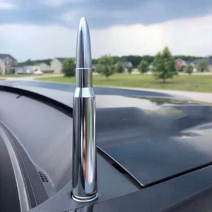 Antena corta antirrobo cromada calibre 50 bala retumba se adapta a 07 23 GMC Chevy - Imagen 1 de 2