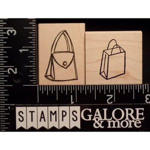 Heather Rubber Stamps SET 2 SKIZZIERTE HANDTASCHE GELDBEUTEL & EINKAUFSTASCHE TRAGETASCHE #715 - Bild 1 von 2