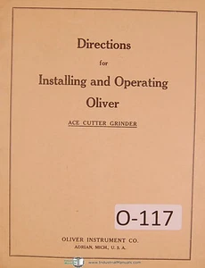 Oliver “ACE" Universal Tool & Cutter Grinder Instruction for Operations Manual - Picture 1 of 2