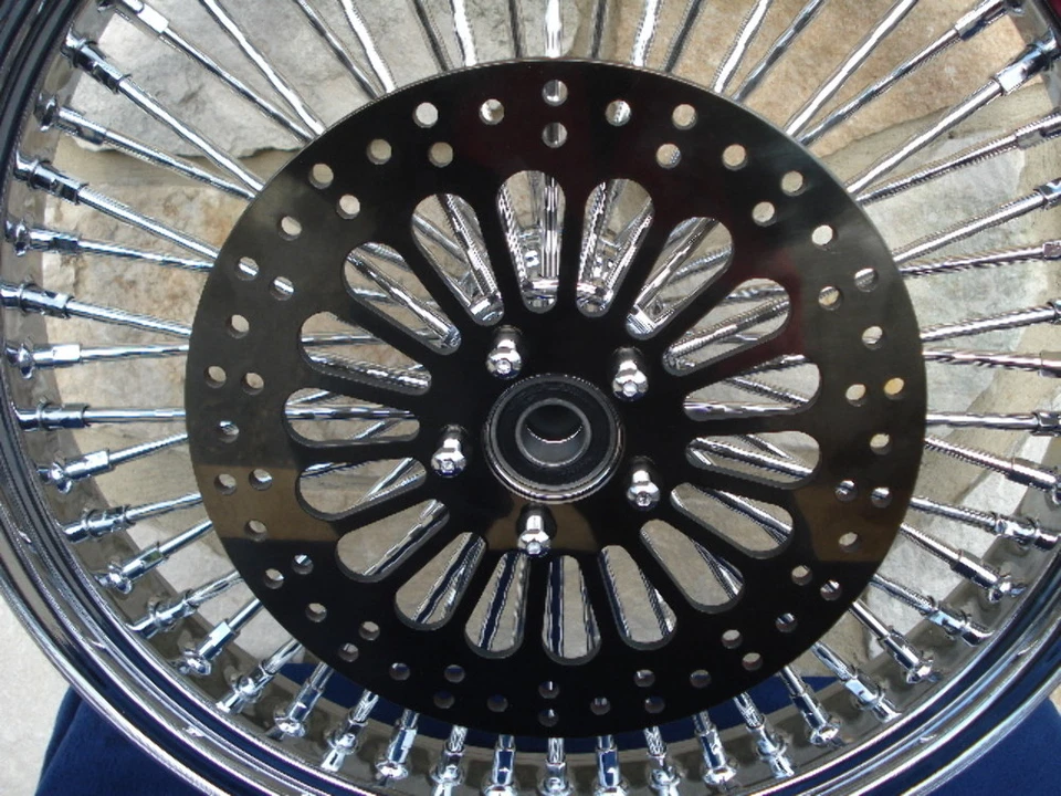 KCINT BLACK SUPER SPOKE REAR BRAKE ROTOR W/BOLTS FOR HARLEY PARTS 1984 & UP - Image 1 of 3