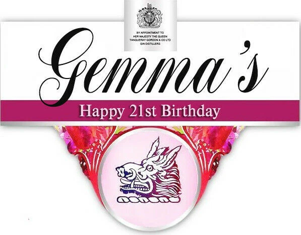 PERSONALISED GORDONS PINK GIN BOTTLE LABEL - PARTY / BIRTHDAY / WEDDING OCCASION - Image 1 of 1