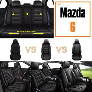 Car 2&5 Seat Covers Protector Pad Fuax Leather For Mazda 6 2010-2021 Black - Picture 1 of 24