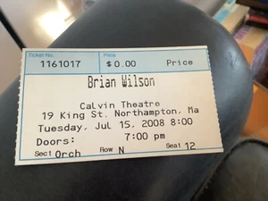 BRIAN WILSON Boleto para concierto 15 de julio de 2008 Teatro Calvin Northampton MA - Imagen 1 de 1