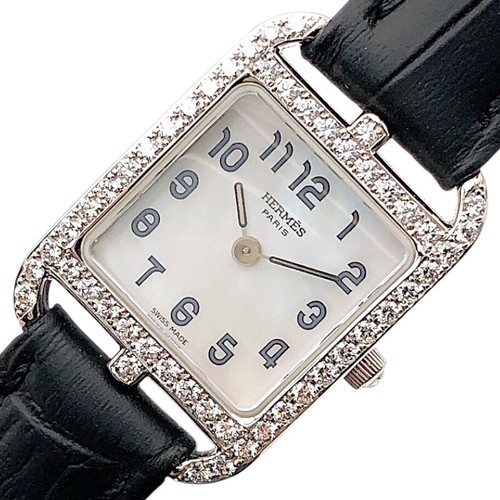 HERMÈS OROLOGIO DA POLSO DONNA HERMES CC1.192 CAPEGOT MINI CONCHIGLIA BIANCA K18 ORO BIANCO SVIZZERO