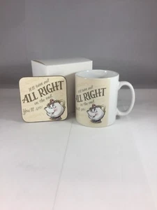 MRS POTTS IT'LL TURN OUT ALL RIGHT MUG & COASTER - BEAUTY & THE BEAST INSPIRED - Picture 1 of 2
