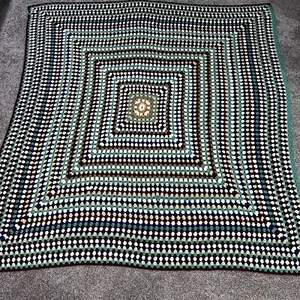 Multicolor Crochet Granny Square Afghan Blanket Handmade Cottage 76x70 - Picture 1 of 8