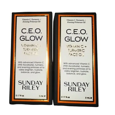Sunday Riley CEO Glow Vitamina C + ACEITE FACIAL DE CÚRCUMA .17 oz / 5 ml x2 Foto 1 de 2