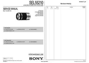 SONY (E 55-210mm F4.5-6.3 OSS) SEL55210 Camera Lens Service Repair Manual PDF - Picture 1 of 2