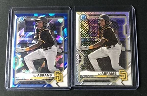 2021 Bowman Chrome Sapphire CJ Abrams + Mojo Refractor #BCB-14 Padres - Picture 1 of 4