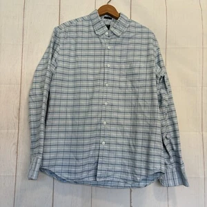 J. Crew Shirt Men’s Slim Large Long Sleeve Button Down Blue Plaid Flex Oxford - Picture 1 of 8