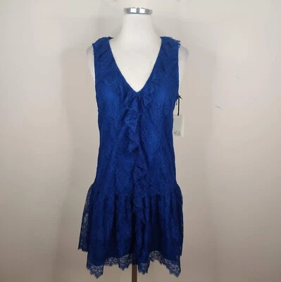 Vestido Ali Ro Encaje Encaje Talla 4 Volantes Cintura Caída Sin Mangas Fiesta Cóctel Nuevo con Etiquetas Foto 1 de 4