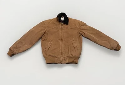复古 90 年代小号 Carhartt 绗缝内衬帆布领夹克 J14 BRN Santa Fe — 第 1/4 张图片