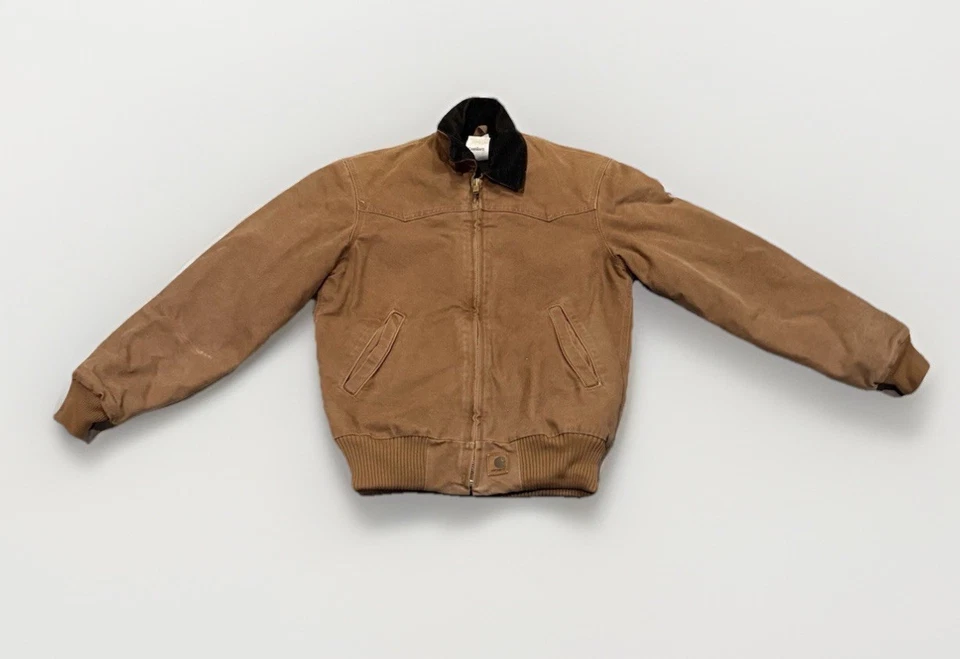 Vintage 90s Small Carhartt Quilted Lined Canvas Collar Jacket J14 BRN Santa Fe - Image 1 of 4