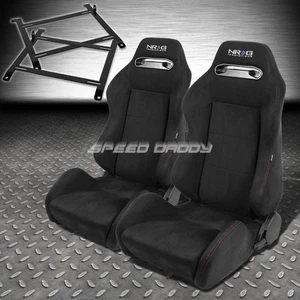 NRG BLACK SUEDE RECLINABLE RACING SEAT+LOW-MOUNT BRACKET FOR 11-16 VELOSTER FS - Picture 1 of 2