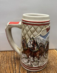 Vintage Budweiser Beer Stein Mug 1985 Ceramarte "A" Series Clydesdales Holiday - Picture 1 of 5