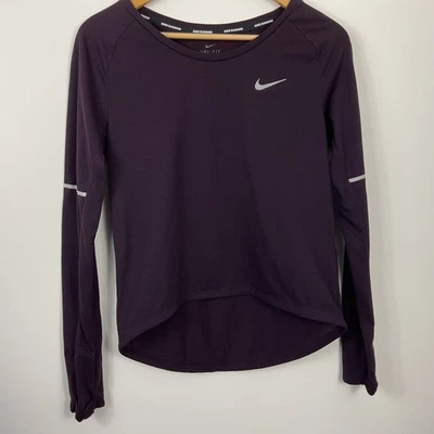 Nike Dri-FIT Long Sleeve Running Top Purple Reflective Athletic XS - Image 1 of 4