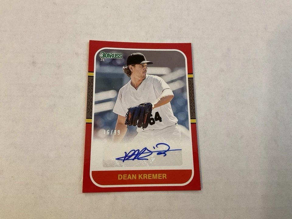 2021 Panini Donruss - Retro 1987 Signatures Dean Kremer #87S-DK Red /99 (AU, RC) - Image 1 of 2