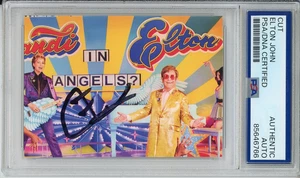 Copertina album autografata FIRMATA Elton John Trading Card Cut PSA DNA COA certificata - Foto 1 di 2