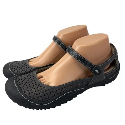 Zapatos cómodos veganos JBU by Jambu para mujer 10M gris oscuro recorte floral Mary Jane Foto 1 de 4