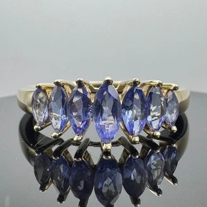 Massiver 10k Gold Ring mit Tansanit / Vintage Nachlass / 2,19 Gramm / 7,21 mm breit - Bild 1 von 12