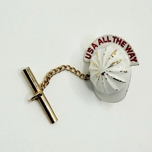 Vintage USA All The Way White Worker Helmet Tie Tack Pin - Picture 1 of 4
