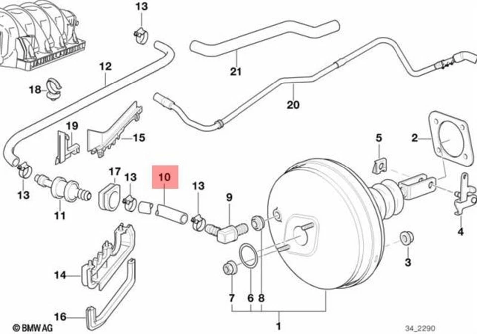 Manguera de vacío unidad servo freno original BMW E38 sedán OEM 34301164812 Foto 1 de 1