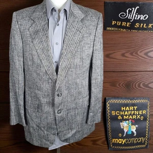 Hart Schaffner Marx Sport Coat Mens 38R Multicolor Plaid Silk - Picture 1 of 11