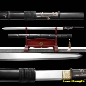 Black Bamboo Sword Sharp High Manganese Steel Blade Japanese Sword Katana - Picture 1 of 10