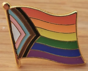 PROGRESS PRIDE Flag Metal Lapel Pin Badge LGBTQ+ Trans Diversity Pride Equality - Picture 1 of 1