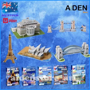 5 Sets World Famous Architecture 3D Puzzle Opera House Eiffel Tower Toys Gift AU - Picture 1 of 11
