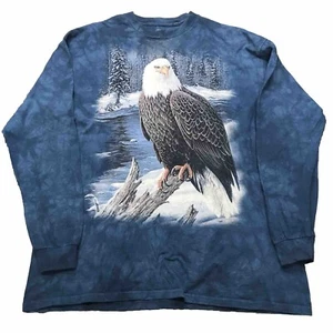 The Mountain Long Sleeve Shirt XL Eagle Winter Scene Blue Graphic Tie Dye Rare - Picture 1 of 11
