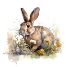 Wandbild Hase Kaninchen Blumen Deko Bild Tiere Wanddeko Dekofliese Geschenkidee