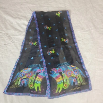 Laurel Burch Bufanda de Seda Perritos Bailando Flecos Rectangular con Etiqueta Foto 1 de 3