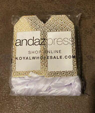 100 Andaz Press White with Gold Foil Wedding Favor Tags With White Ribbon