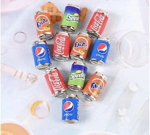 Barbi Dollhouse Miniature Drink Mini Soda Coke Pepsi Fanta Sprite Cans Lot 👻🧲8 - Picture 1 of 12