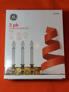 GE 3 pack Window Candles candolier battery operated Clear light 9 inches NEW