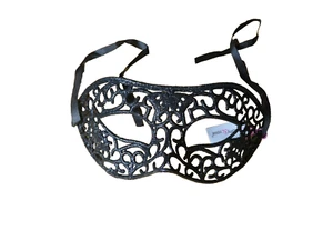 New Black Glittery Filigree Design Masquerade Ball/Party/Venetian/Carnival Mask - Picture 1 of 6
