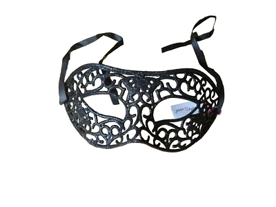 New Black Glittery Filigree Design Masquerade Ball/Party/Venetian/Carnival Mask - Image 1 of 4