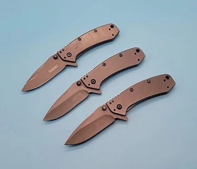 Kershaw 1555TI Pocket Knives - Lot of 3 - Assisted Plain Blade / Frame Lock - Image 1 of 4