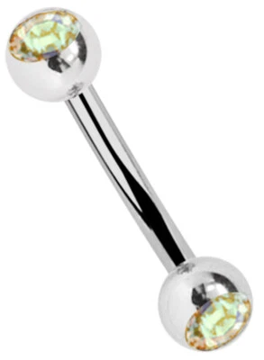 Titan Piercing Intimo Gioiello Banana Curvo Barbell IN 1,6mm Con 3mm Stein Sfere - Immagine 1 di 3