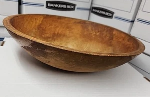 Antiguo tazón de masa de madera convertido en parroquia con labio redondo granja primitiva - Imagen 1 de 19