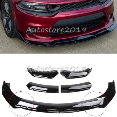 For Dodge Charger 2015-23 Front Bumper Lip Splitter Spoiler Body Kit Gloss Black Foto 1 de 4