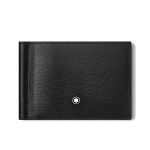Men bifold wallet Montblanc Meisterstück 129245 in black leather with money clip - Picture 1 of 2