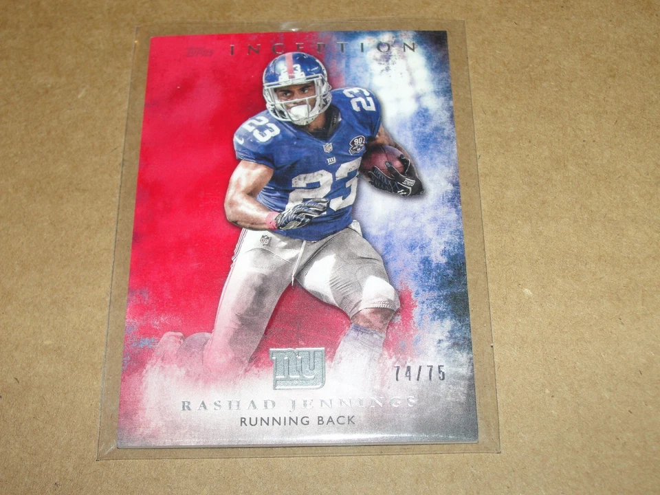 2015 Inception RASHAD JENNINGS #28 Red Variant/75 New York GIANTS Liberty FLAMES - Image 1 of 2